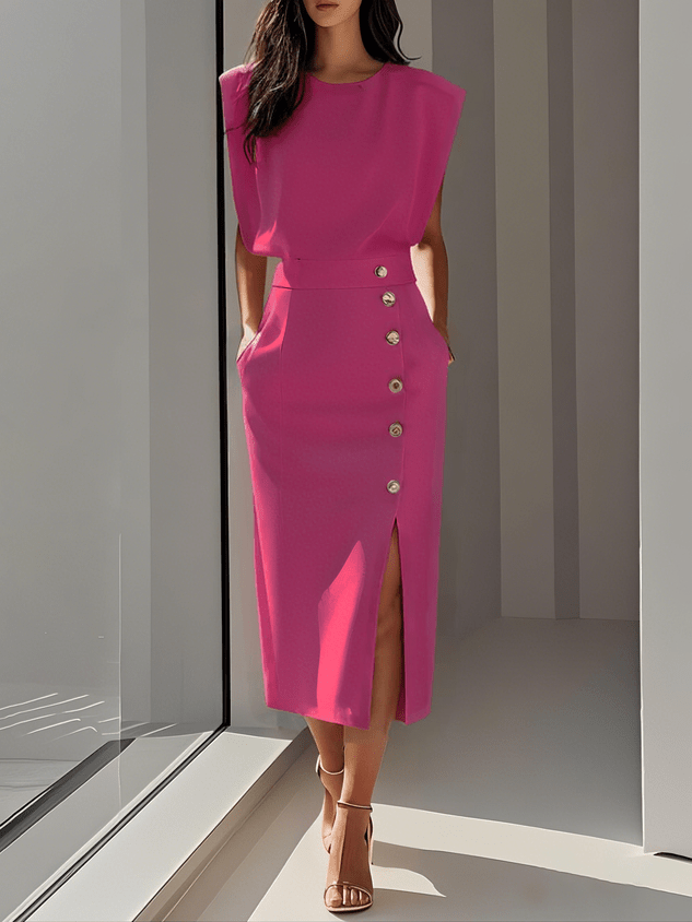 Robe Midi à Encolure Ronde pour Femmes - Emilia Lane