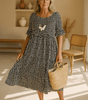 Robe Midi à Manches Courtes et Encolure Ronde pour Femmes - Emilia Lane