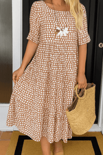 Robe Midi à Manches Courtes et Encolure Ronde pour Femmes - Emilia Lane