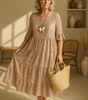 Robe midi à manches courtes pour femmes - Emilia Lane
