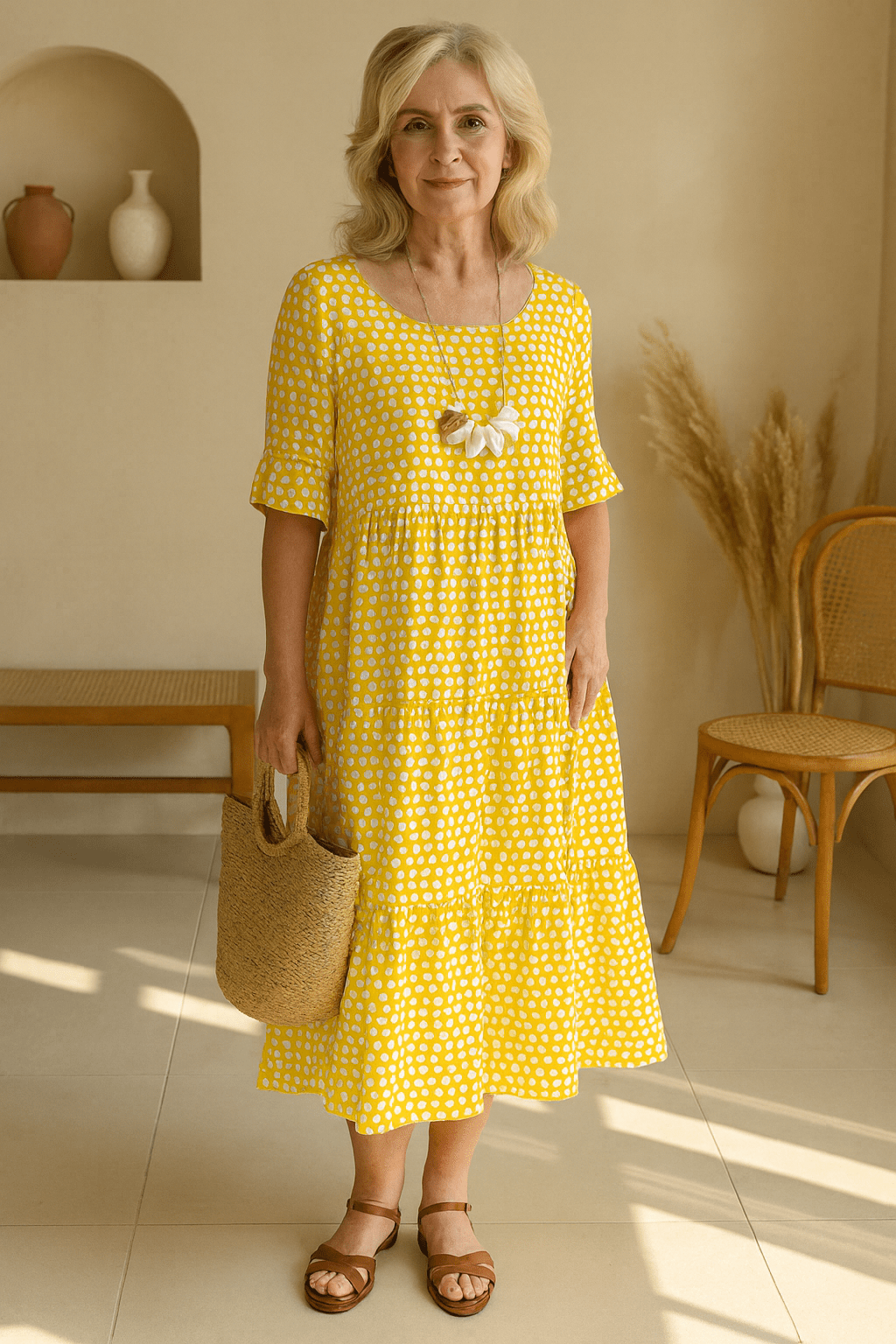 Robe midi à manches courtes pour femmes - Emilia Lane