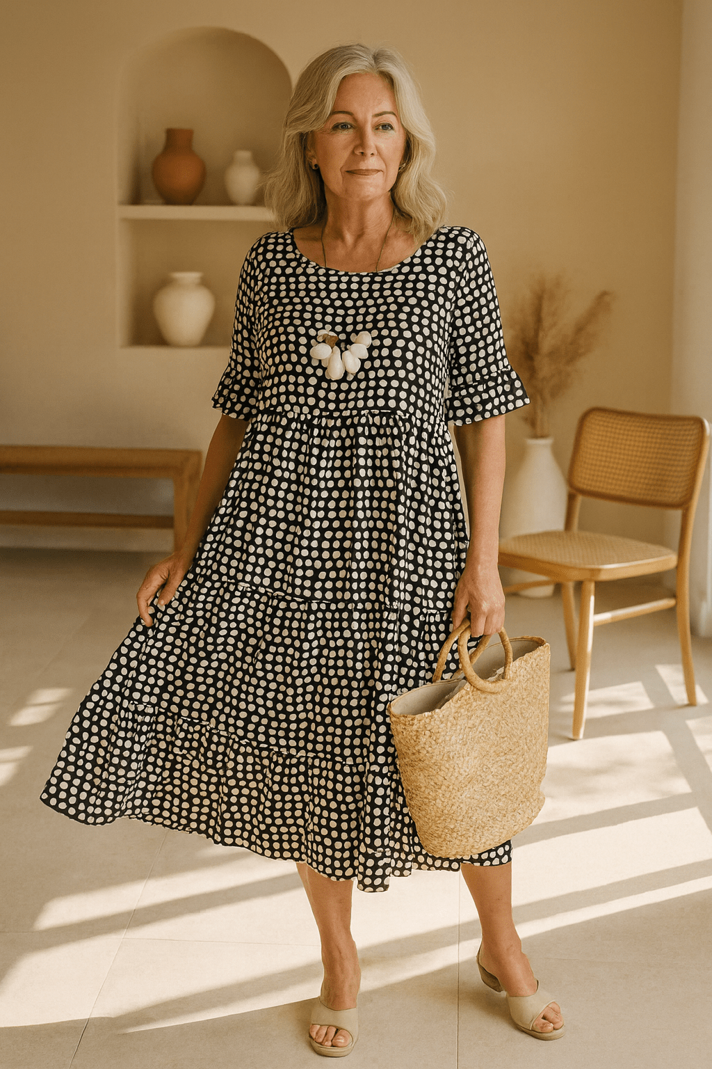 Robe midi à manches courtes pour femmes - Emilia Lane