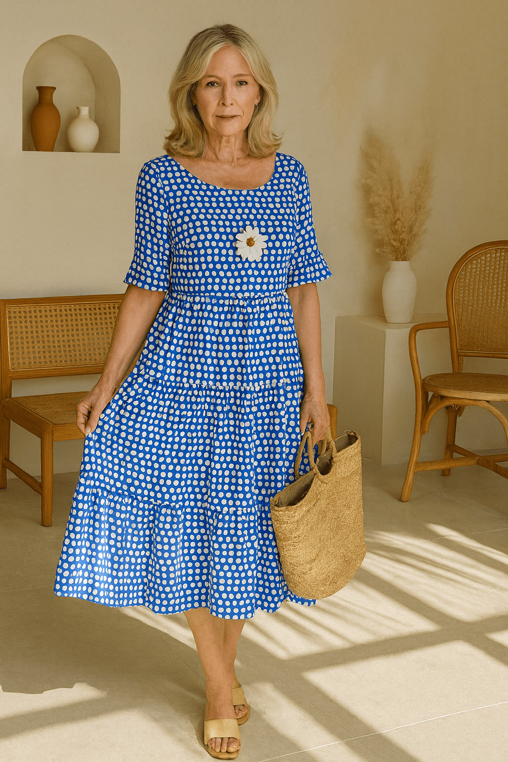 Robe midi à manches courtes pour femmes - Emilia Lane