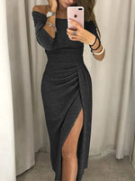 Robe Midi Brillante Épaules Dénudées pour Femme | Idéale pour les Sorties - Emilia Lane