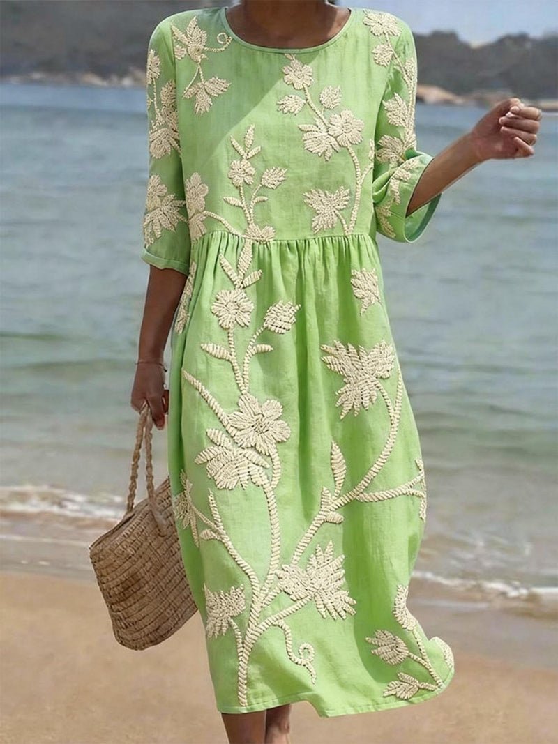 Robe Midi Brodée pour Femme | Idéale pour le Quotidien - Emilia Lane