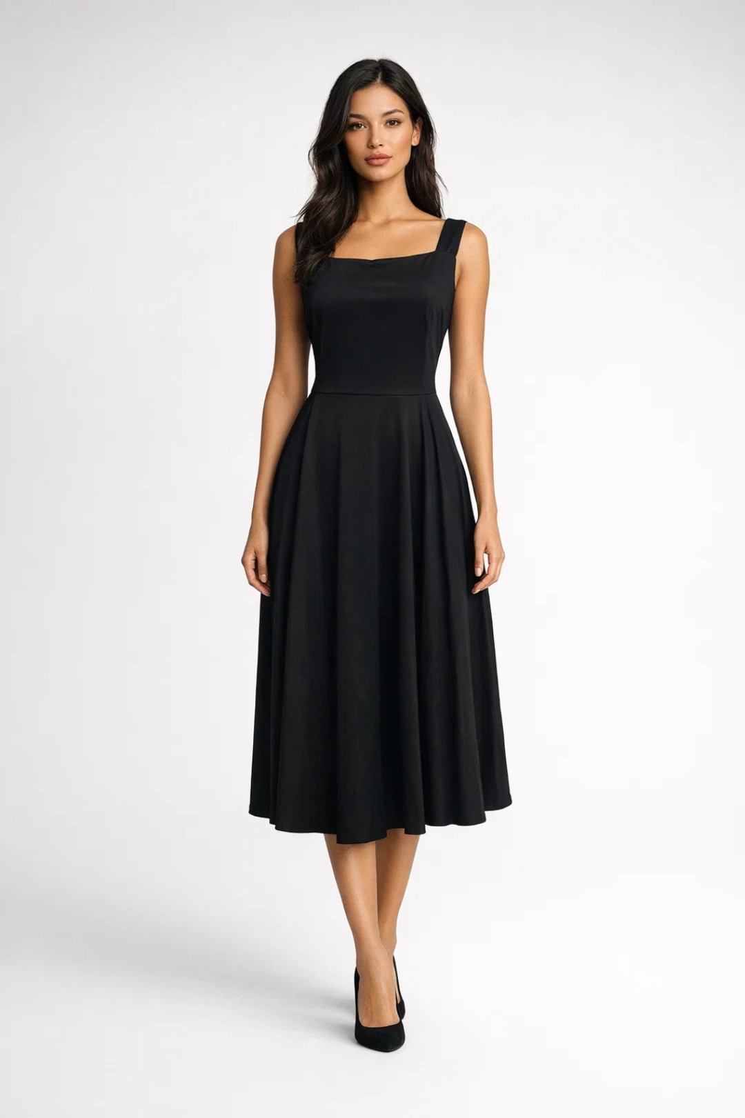 Robe Midi Col Carré Sans Manches pour Femmes - Emilia Lane