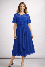 Robe Midi Dentelle et Chiffon pour Femmes - Emilia Lane