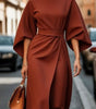 Robe Midi Élégante à Manches Ballon pour Femmes - Emilia Lane