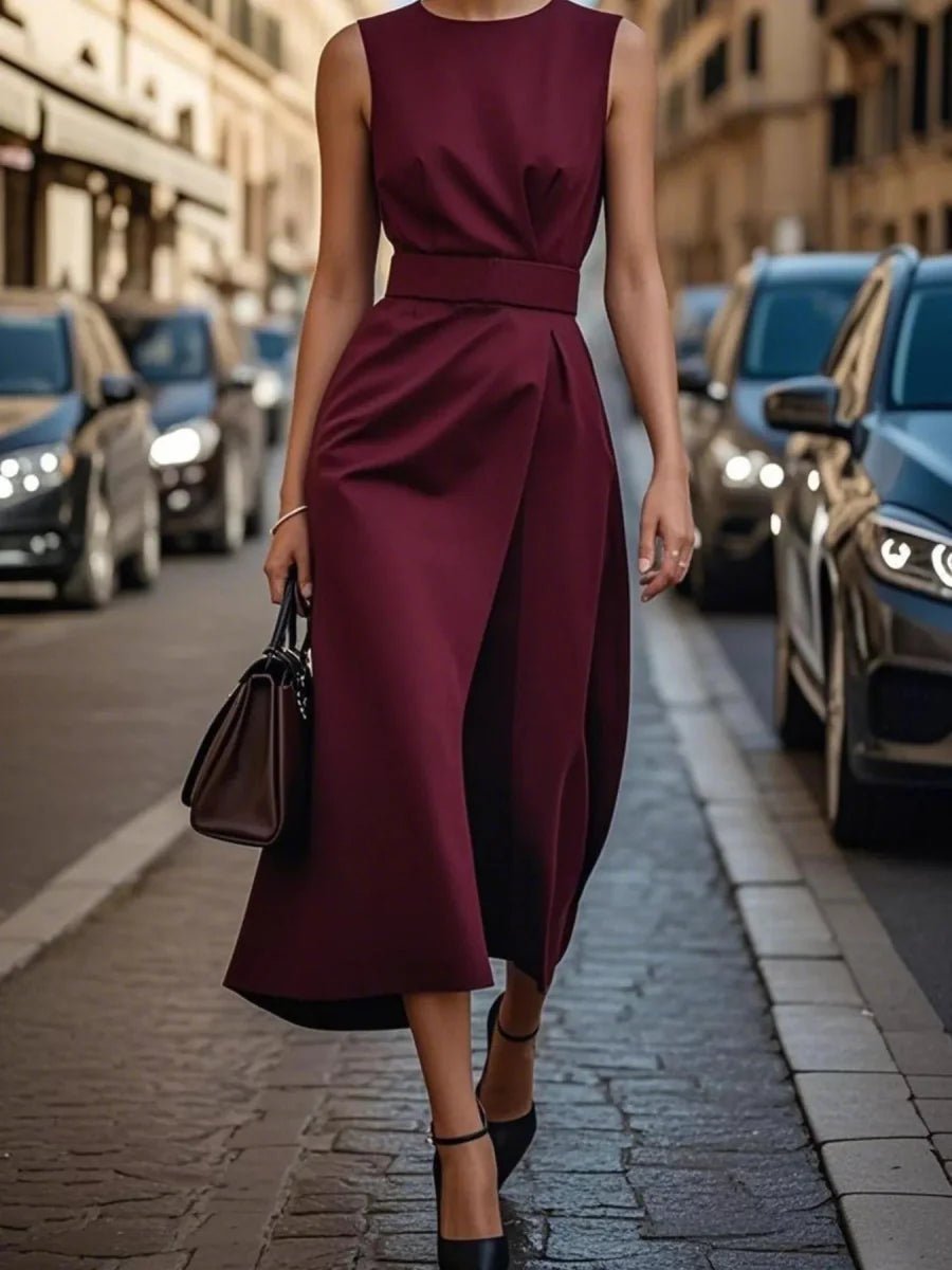 Robe Midi Élégante Sans Manches pour Femmes - Emilia Lane