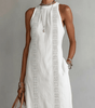 Robe Midi Femme Col Mandarin en Lin et Coton - Emilia Lane