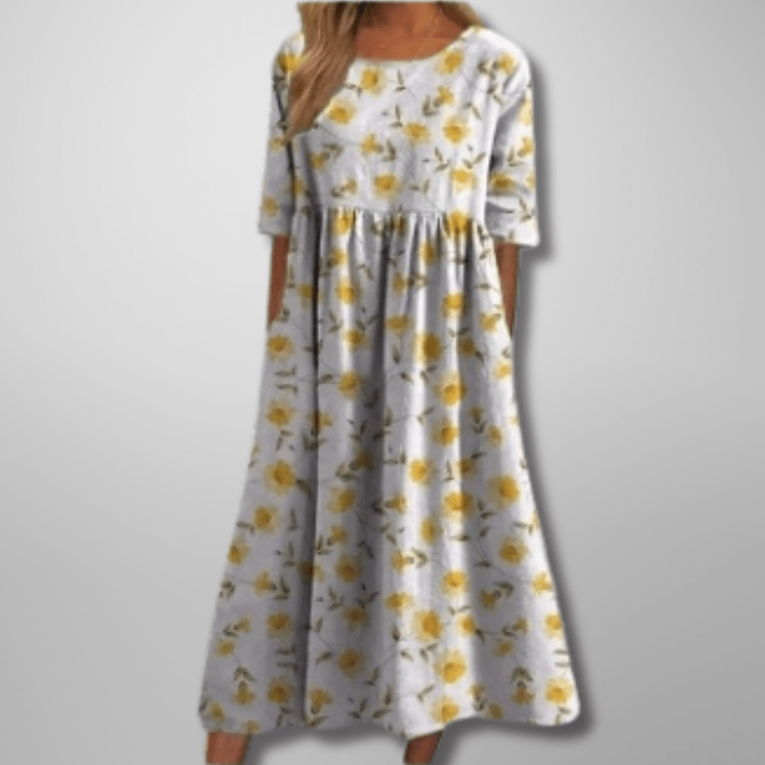 Robe Midi Imprimée à Col Rond pour Femmes - Emilia Lane