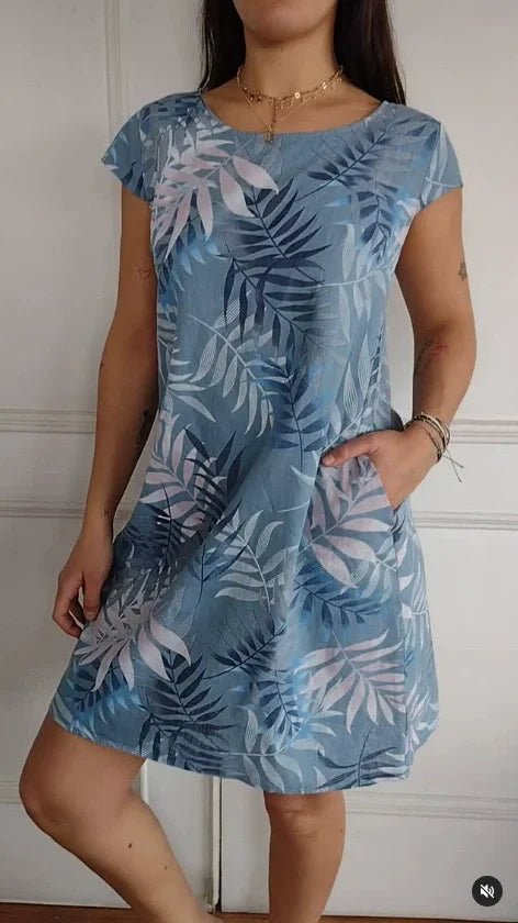 Robe Midi Imprimée à Manches Courtes pour Femmes - Emilia Lane