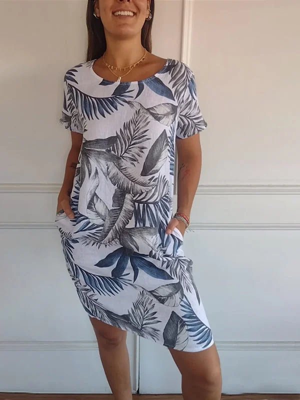 Robe Midi Imprimée à Manches Courtes pour Femmes - Emilia Lane