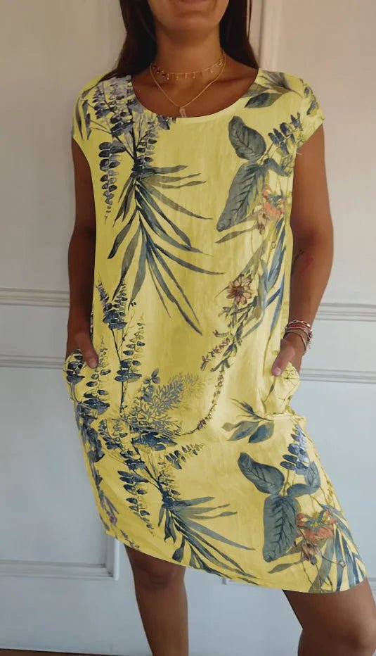Robe Midi Imprimée à Manches Courtes pour Femmes - Emilia Lane