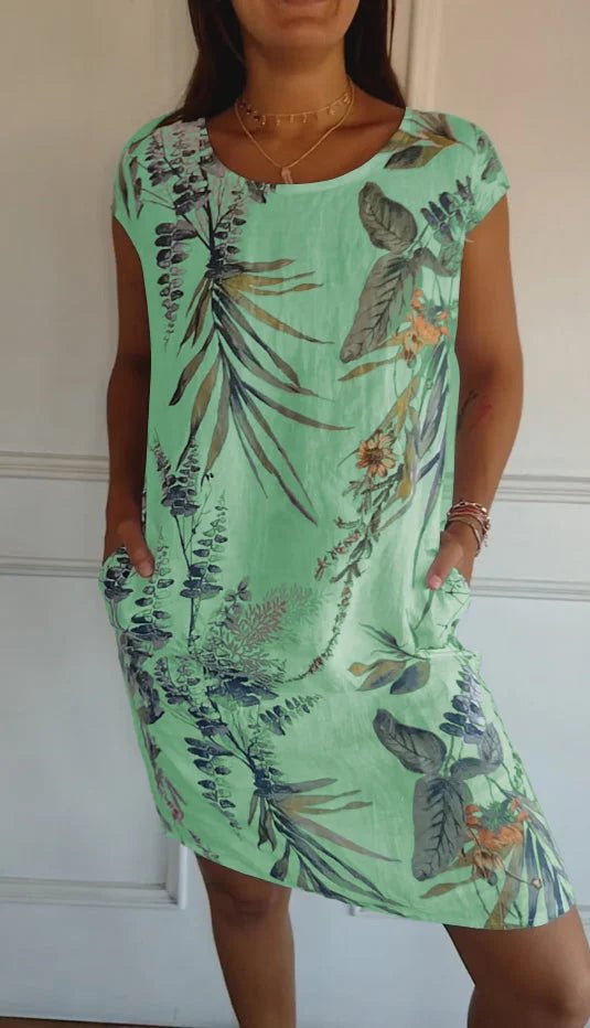 Robe Midi Imprimée à Manches Courtes pour Femmes - Emilia Lane
