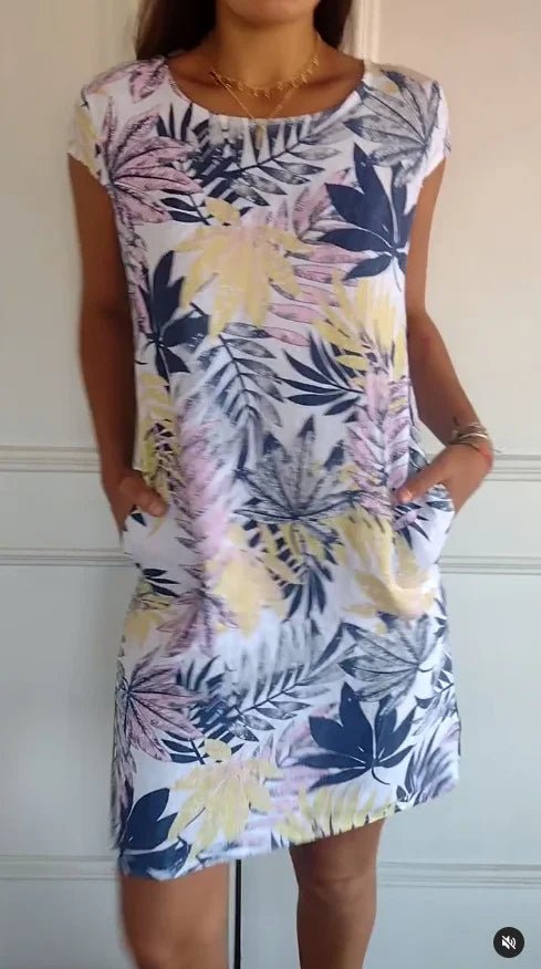 Robe Midi Imprimée à Manches Courtes pour Femmes - Emilia Lane
