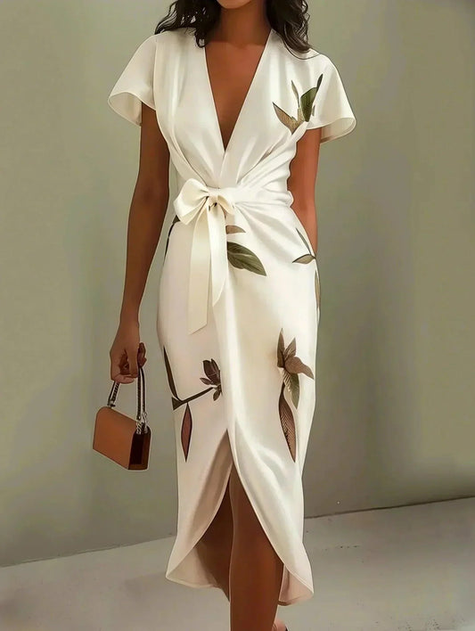 Robe Midi Imprimée Ceinturée pour Femmes - Emilia Lane