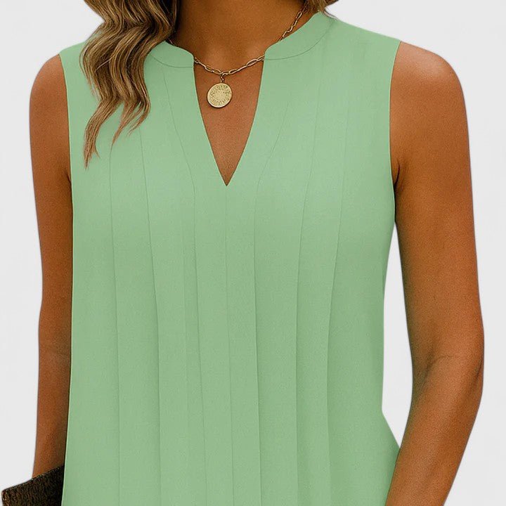 Robe midi sans manches à col en V pour femmes - Emilia Lane