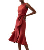 Robe Midi Sans Manches à Détail Drapé pour Femme | Idéale pour les Sorties - Emilia Lane
