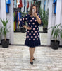 Robe Plissée Pois Pink Navy Coupe Ajustée - Emilia Lane