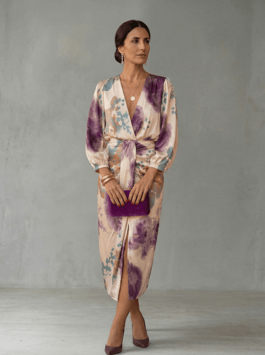 Robe Portefeuille Soyeuse avec Ceinture pour Femmes - Emilia Lane