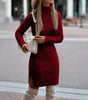 Robe Pull Courte et Moulante à Manches Longues et Col Roulé pour Femme - Emilia Lane
