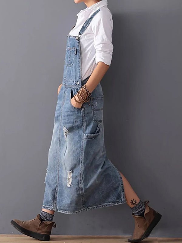 Robe Salopette en Jean Délavé pour Femmes - Emilia Lane