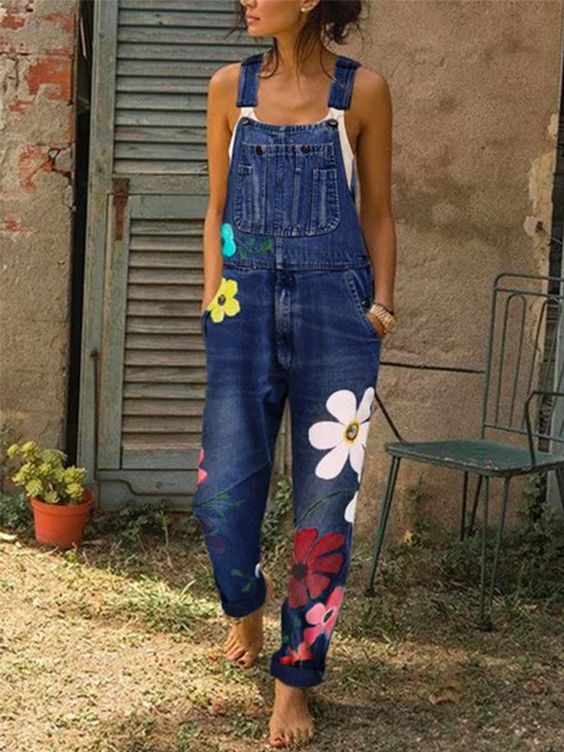 Salopette in denim artigianale per donna