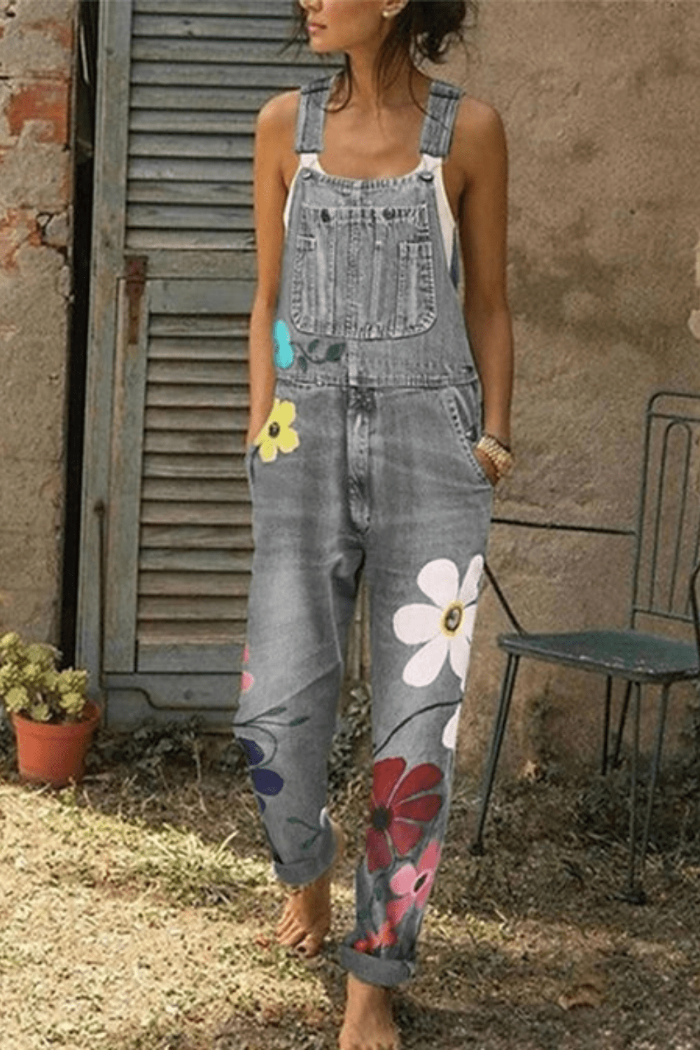 Salopette in denim artigianale per donna