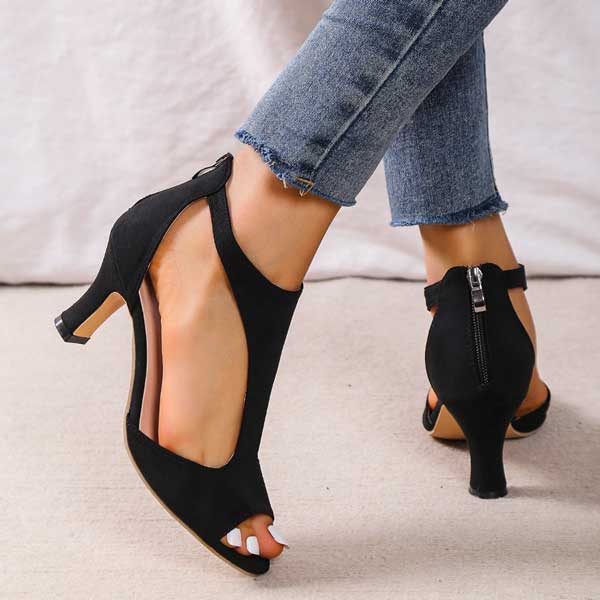 Sandales à Talons Simples en Suède pour Femmes - Emilia Lane