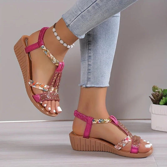 Sandales Compensées à Strass pour Femme | Idéales pour les Sorties - Emilia Lane