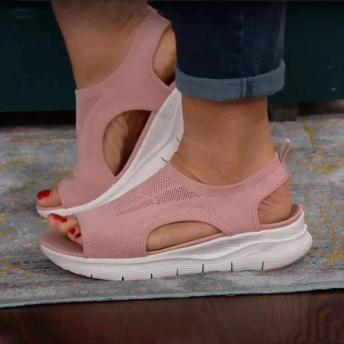 Sandali con zeppa in maglia e suola ortopedica da donna | Ideali per l'estate