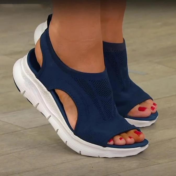 Sandali con zeppa in maglia e suola ortopedica da donna | Ideali per l'estate