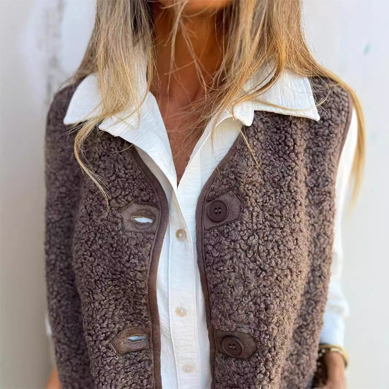 Gilet senza maniche in pile Sherpa da donna