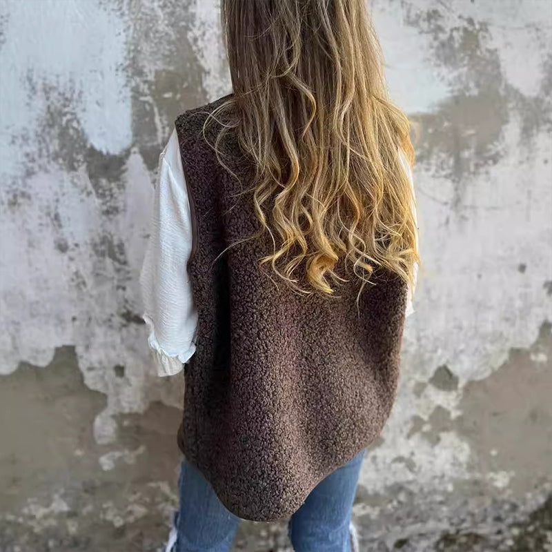 Gilet senza maniche in pile Sherpa da donna
