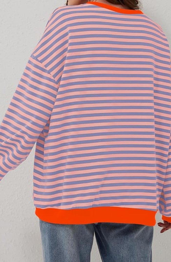Sweat-shirt à Rayures Bord Contrasté pour Femme | Idéal pour le Quotidien - Emilia Lane