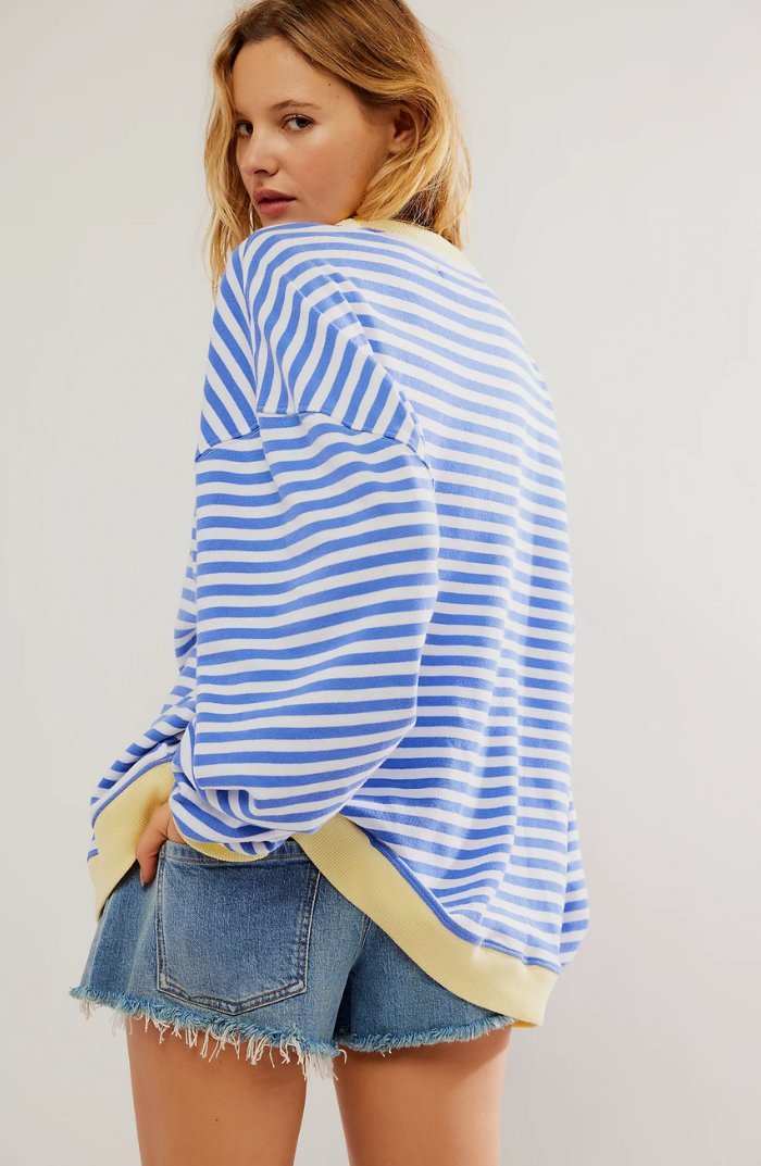 Sweat-shirt à Rayures Bord Contrasté pour Femme | Idéal pour le Quotidien - Emilia Lane