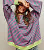 Sweat-shirt à Rayures Bord Contrasté pour Femme | Idéal pour le Quotidien - Emilia Lane