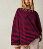 Sweat-shirt à Rayures Bord Contrasté pour Femme | Idéal pour le Quotidien - Emilia Lane