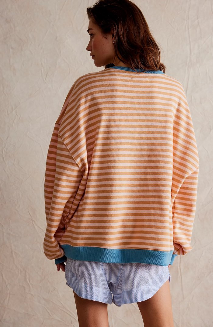 Sweat-shirt à Rayures Bord Contrasté pour Femme | Idéal pour le Quotidien - Emilia Lane