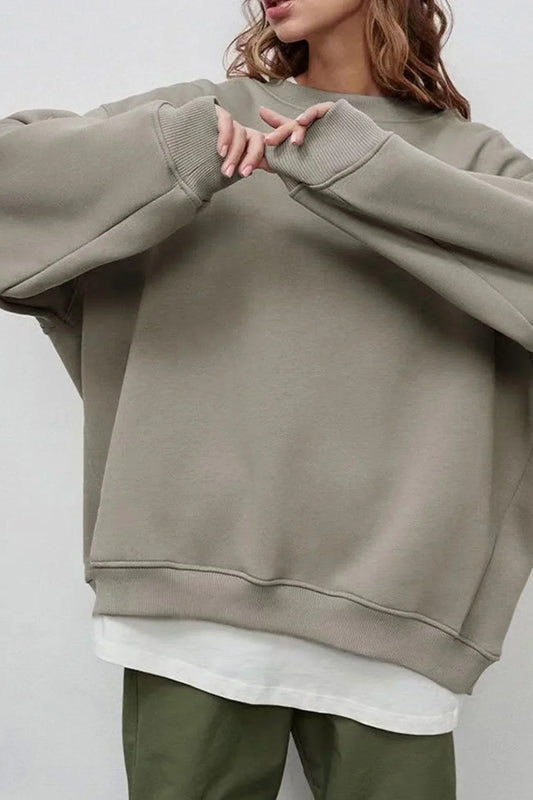 Sweatshirt Col Rond Oversize en Fleece pour Femme - Emilia Lane