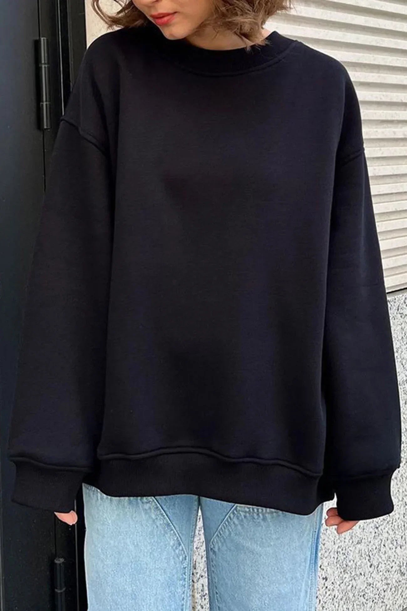 Sweatshirt Col Rond Oversize en Fleece pour Femme - Emilia Lane