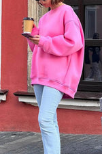 Sweatshirt Col Rond Oversize en Fleece pour Femme - Emilia Lane