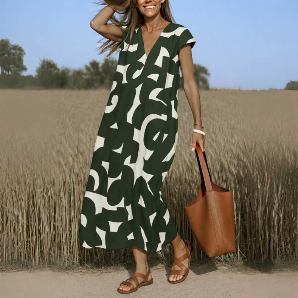 Abito lungo con stampa geometrica da donna | Ideale per l'estate