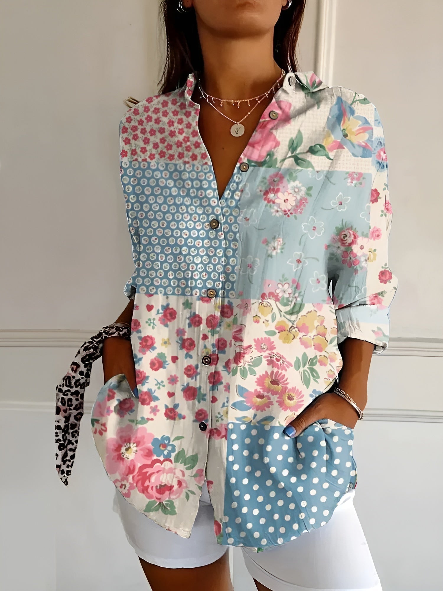 Camicia lunga stampata da donna | Ideale per tutti i giorni