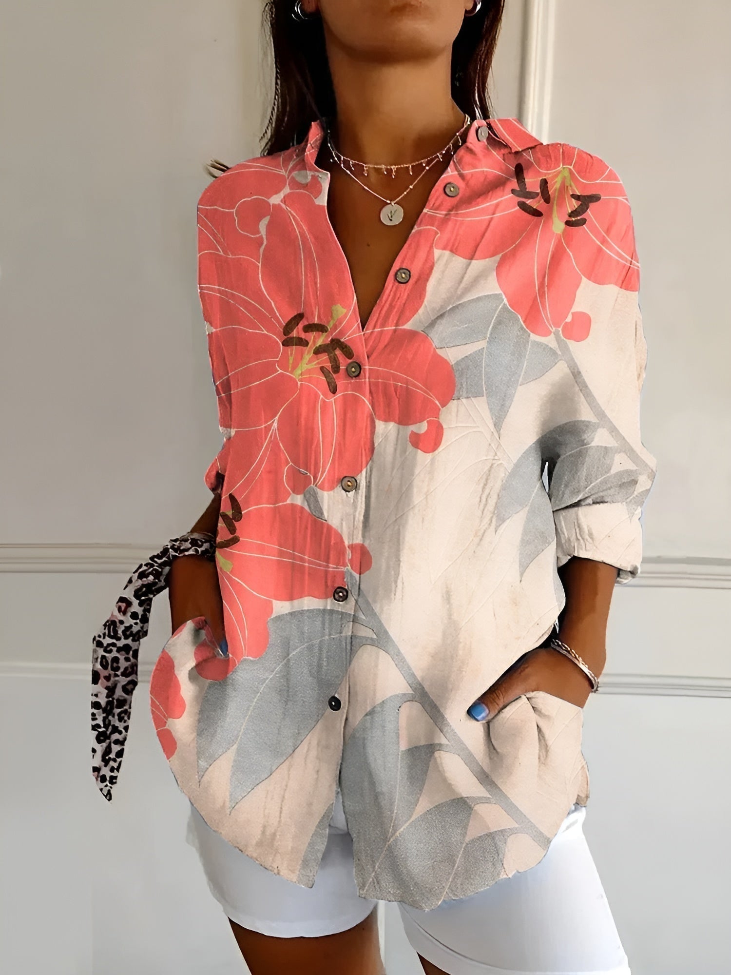 Camicia lunga stampata da donna | Ideale per tutti i giorni