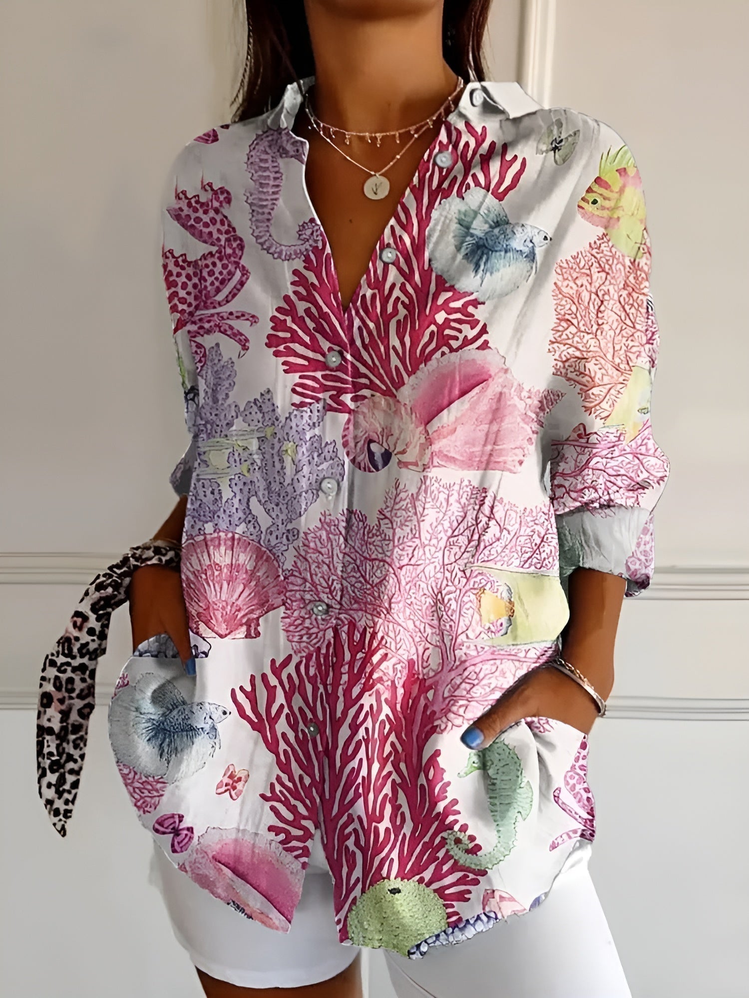Camicia lunga stampata da donna | Ideale per tutti i giorni
