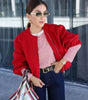 Veste Bomber Courte à Col Rond pour Femmes - Emilia Lane