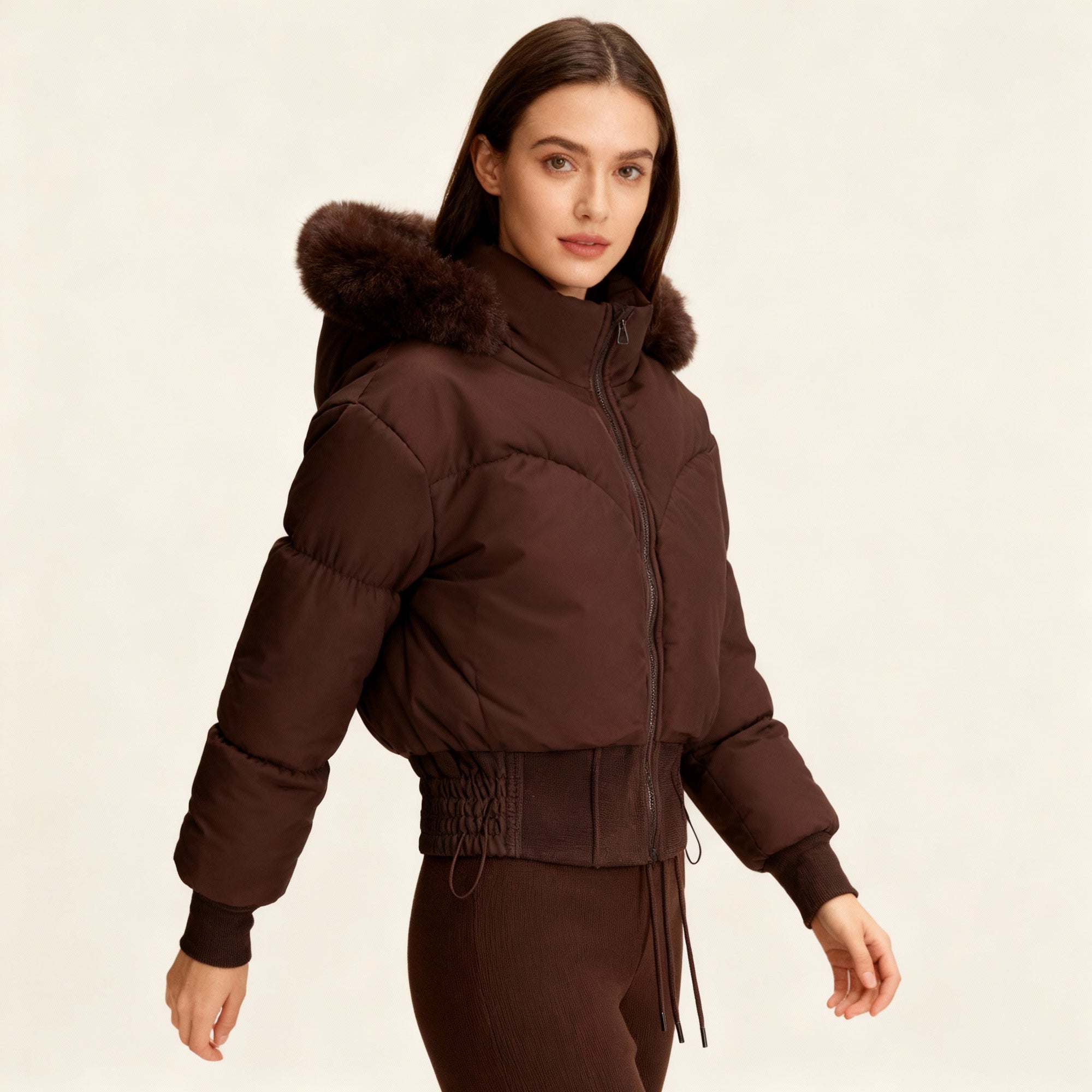 Veste Courte Élégante avec Capuche Amovible pour Femmes - Emilia Lane