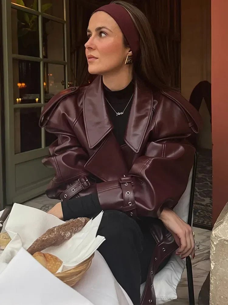 Veste courte en cuir synthétique pour Femme - Emilia Lane
